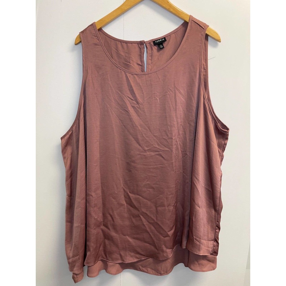 Torrid Walnut Georgette Double‎ Layer Tank Top Size 4 4XL Split Back Blouse - Picture 4 of 9